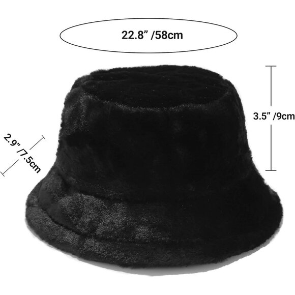 Winter Faux Fur Bucket Hat Faux Fur Warm Fuzzy Fluffy Unisex Accessory - Picture 5 of 6